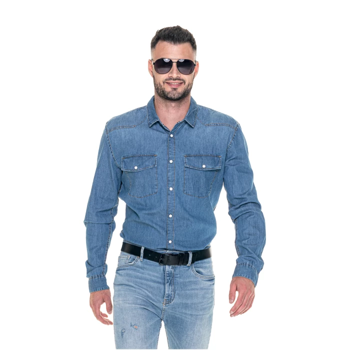 Koszula męska Crimson Cut Western Slim - niebieski jeans