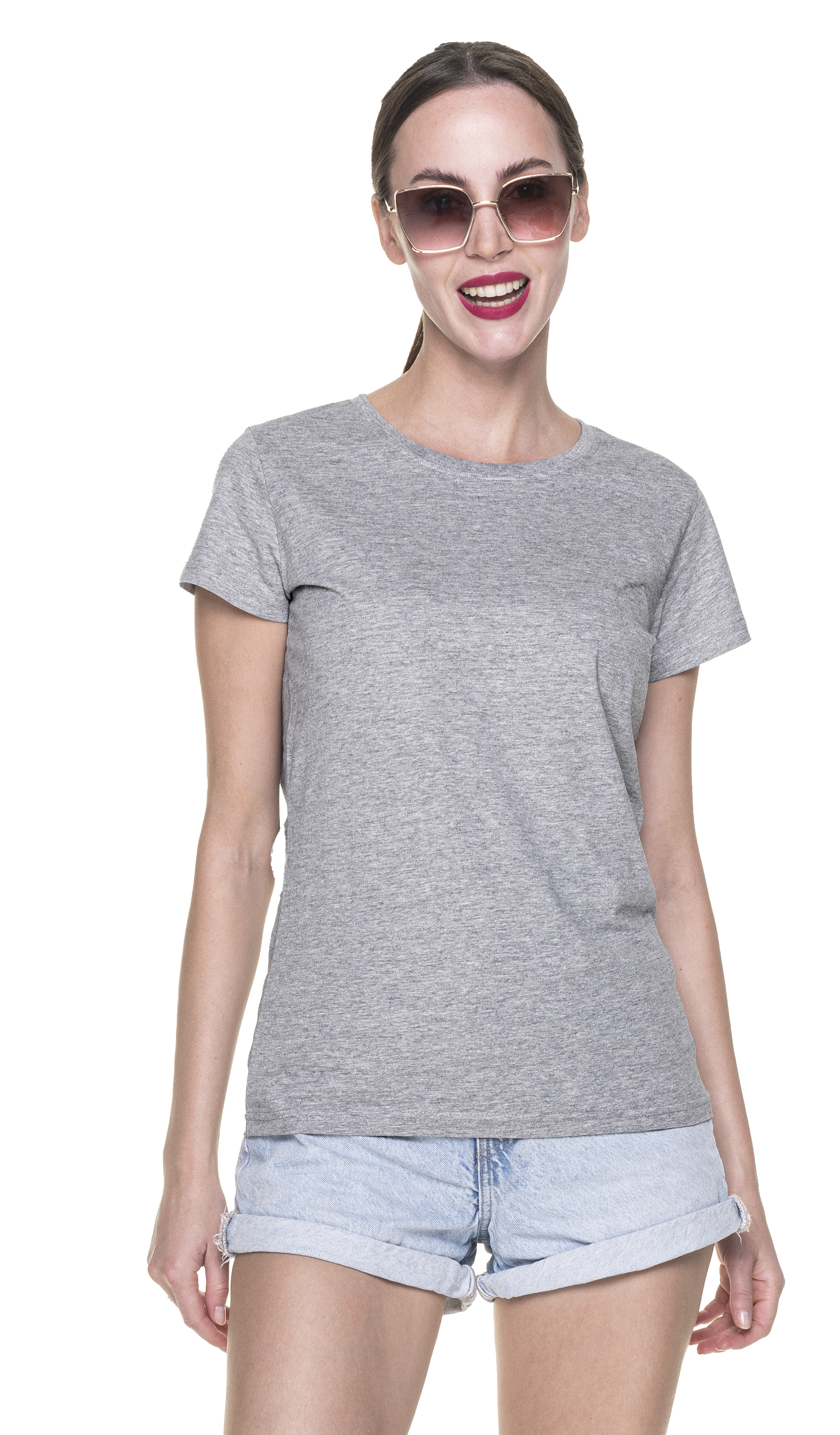 Koszulka damska Geffer 205 - jasnoszary melanż