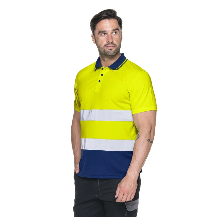 Koszulka Polo Mark The Helper Hi-Vis - żółty hi-vis/granatowy