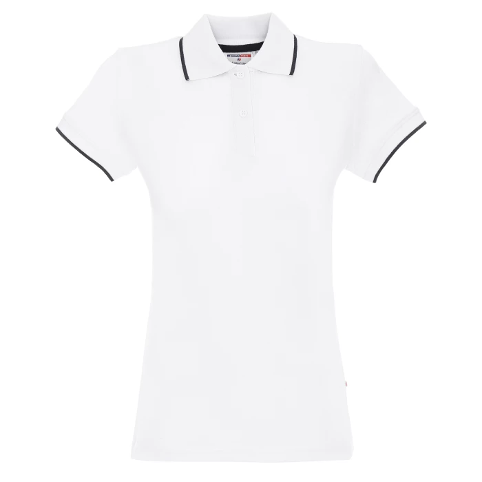 Koszulka Polo Promostars Ladies Line - biała z granatowym wykończeniem