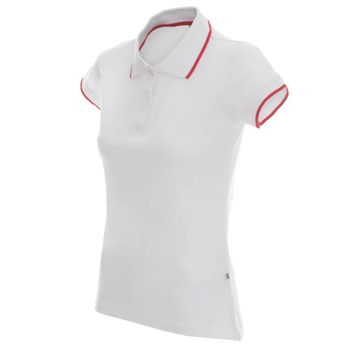 Koszulka Polo Promostars Ladies Line - biała z czerwonym wykończeniem