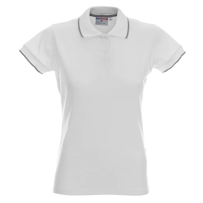 Koszulka Polo Promostars Ladies Line - biała z jasnoszarym wykończeniem
