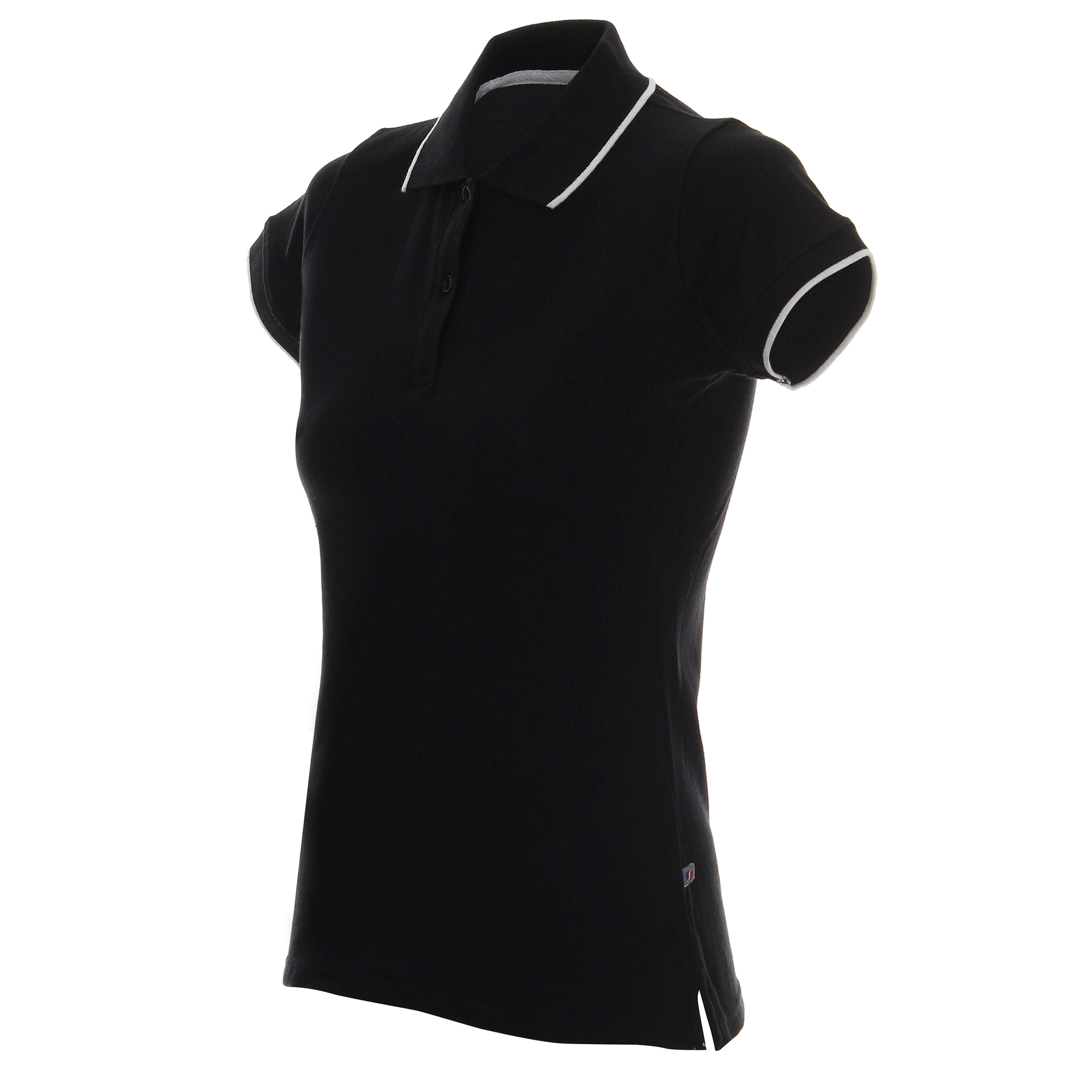 Koszulka Polo Promostars Ladies Line - czarna z białym wykończeniem