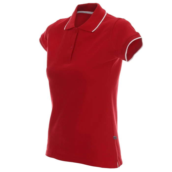 Koszulka Polo Promostars Ladies Line - czerwona z białym wykończeniem