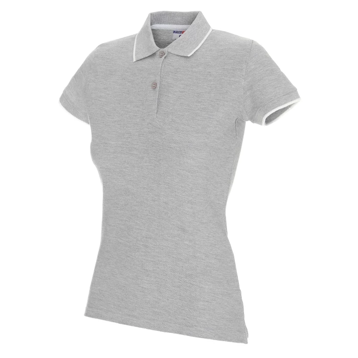 Koszulka Polo Promostars Ladies Line - jasnoszary melanż z białym wykończeniem