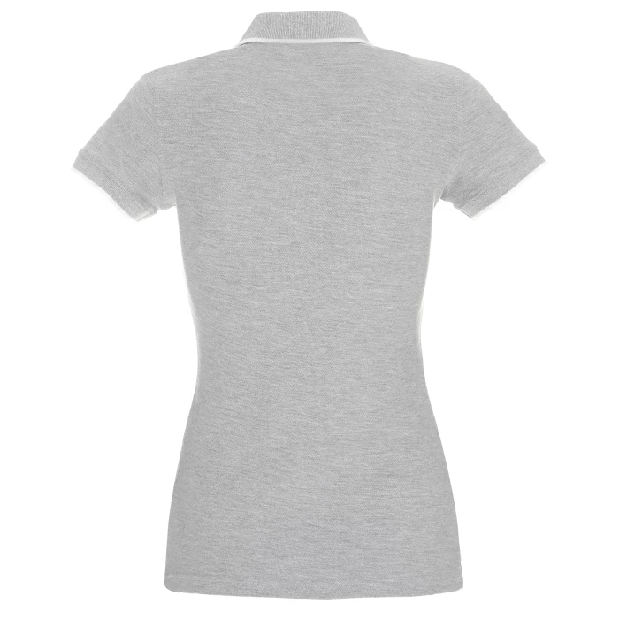 Koszulka Polo damska Promostars Ladies Line - jasnoszary melanż z białym wykończeniem