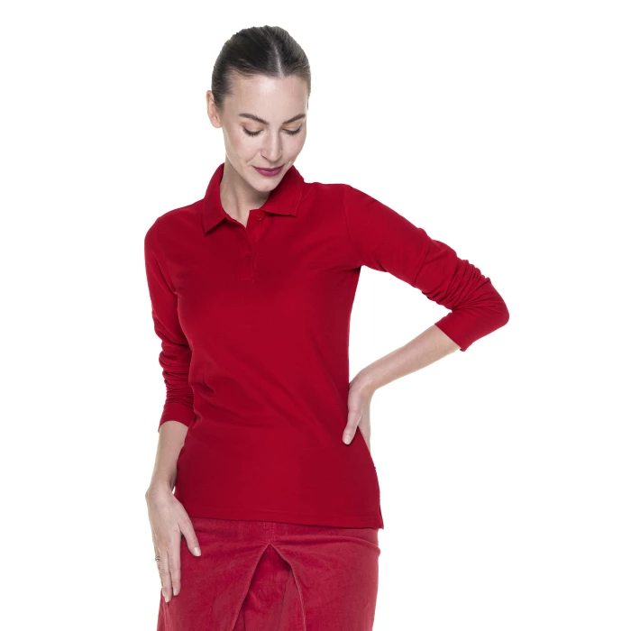 Koszulka Polo Promostars Ladies Long Cotton - czerwony