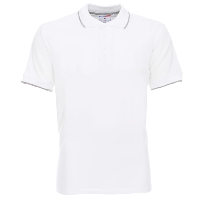 Koszulka Polo Promostars Line - biała z jasnoszarym wykończeniem