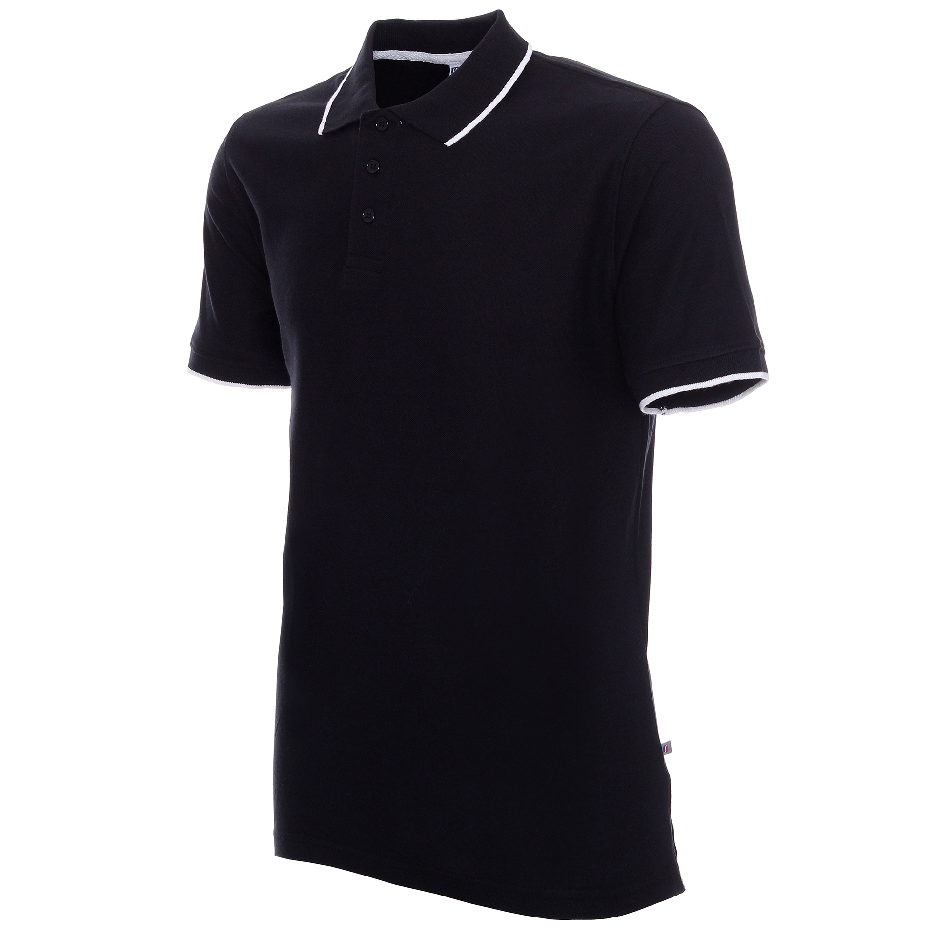 Koszulka Polo Promostars Line - czarna z białym wykończeniem