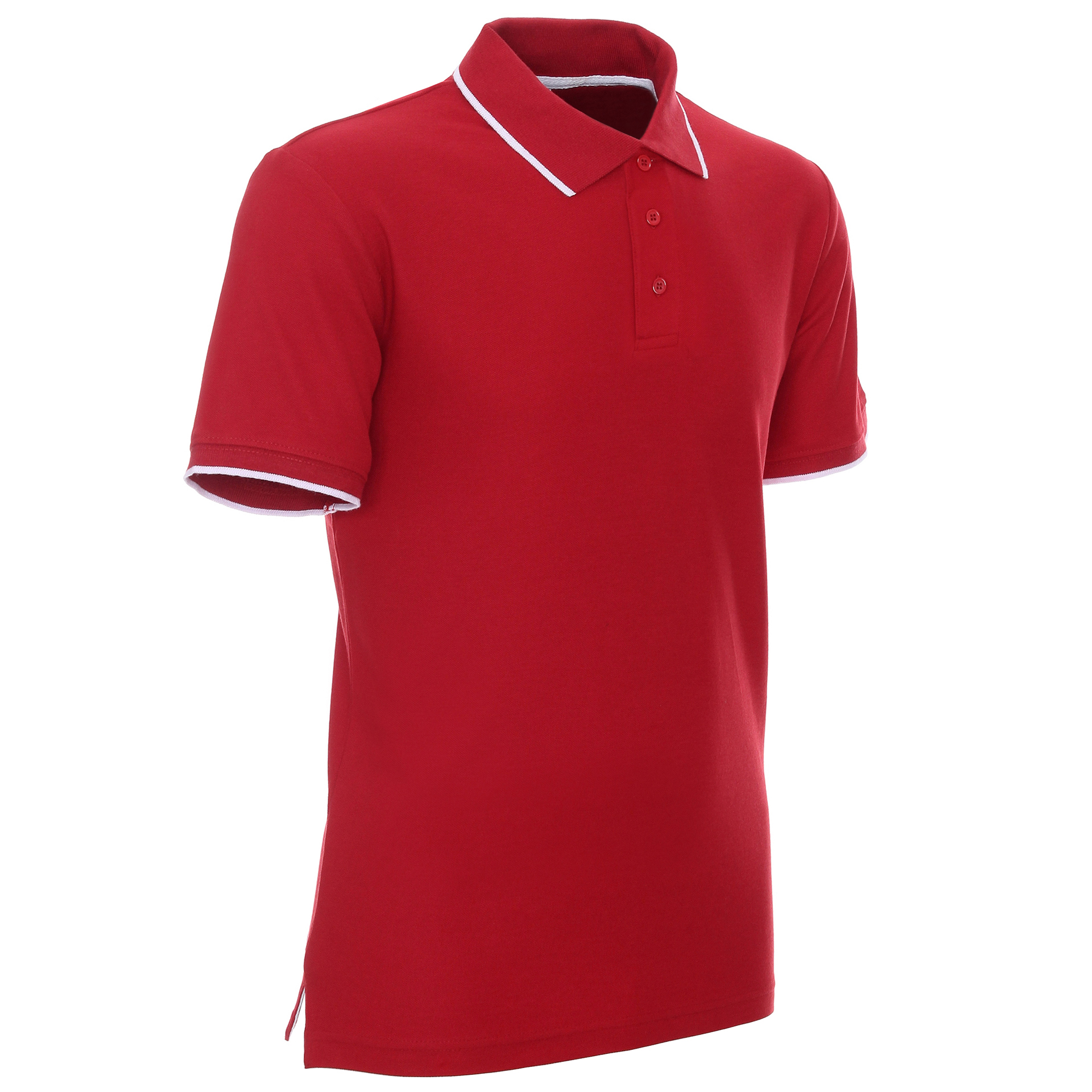 Koszulka Polo Promostars Line - czerwona z białym wykończeniem