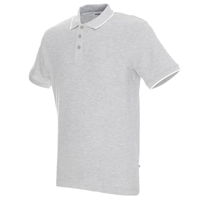 Koszulka Polo Promostars Line - jasnoszary melanż z białym wykończeniem