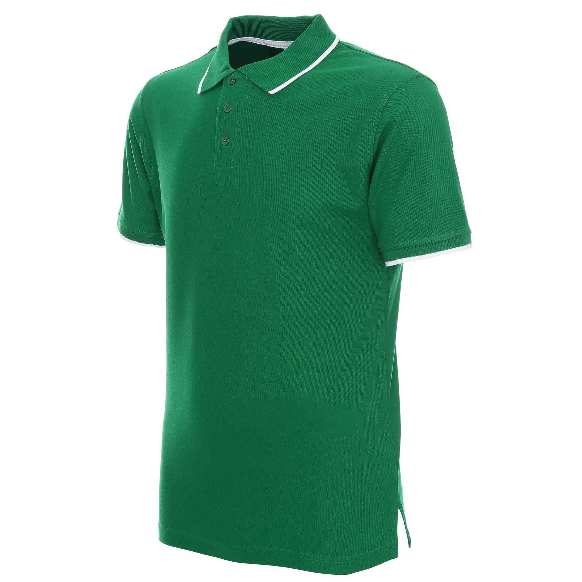 Koszulka Polo Promostars Line - zielona z białym wykończeniem