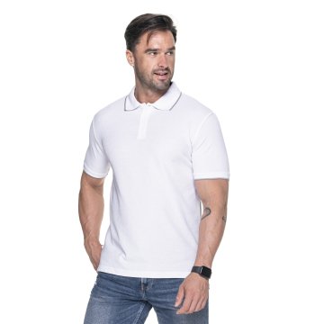 Koszulka Polo Promostars Line - biała z jasnoszarym wykończeniem