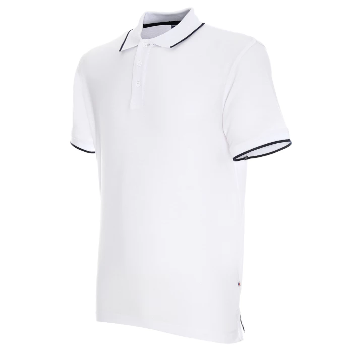 Koszulka Polo Promostars Line - biała z granatowym wykończeniem